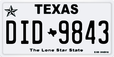 TX license plate DID9843