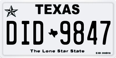 TX license plate DID9847