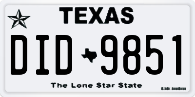 TX license plate DID9851