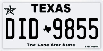 TX license plate DID9855