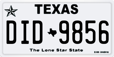 TX license plate DID9856
