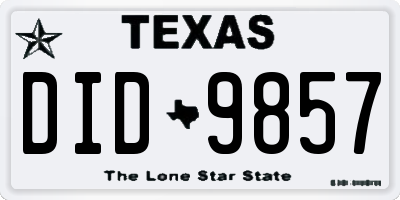 TX license plate DID9857