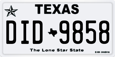 TX license plate DID9858