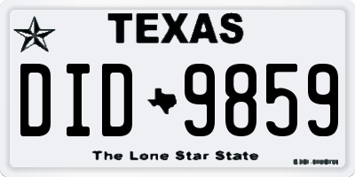 TX license plate DID9859