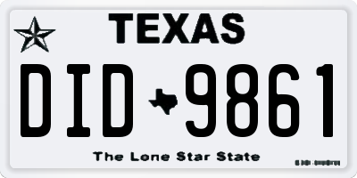 TX license plate DID9861