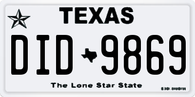 TX license plate DID9869