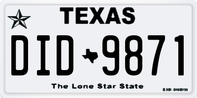 TX license plate DID9871