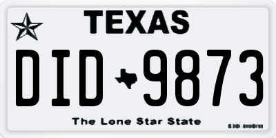 TX license plate DID9873