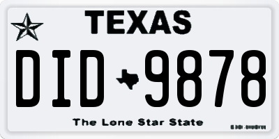 TX license plate DID9878