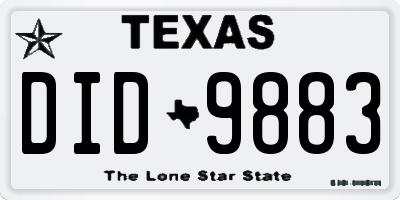 TX license plate DID9883