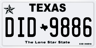 TX license plate DID9886