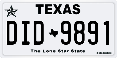 TX license plate DID9891