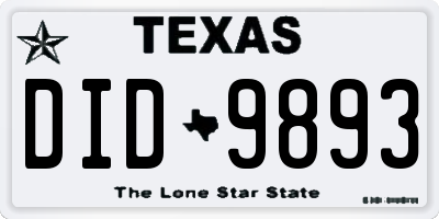 TX license plate DID9893