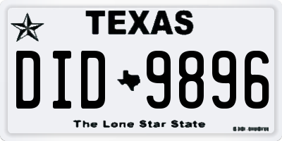 TX license plate DID9896