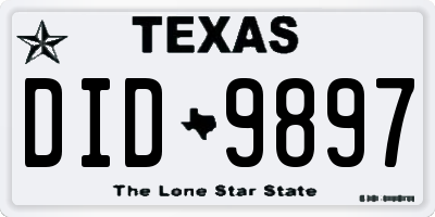 TX license plate DID9897