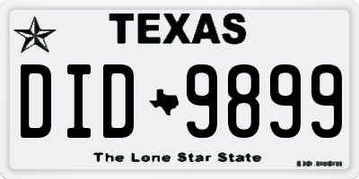 TX license plate DID9899