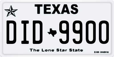 TX license plate DID9900