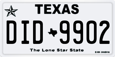 TX license plate DID9902