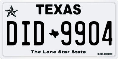 TX license plate DID9904
