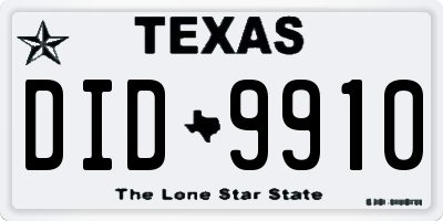TX license plate DID9910