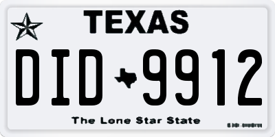 TX license plate DID9912
