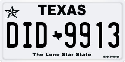 TX license plate DID9913