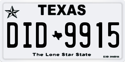 TX license plate DID9915