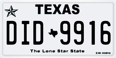 TX license plate DID9916