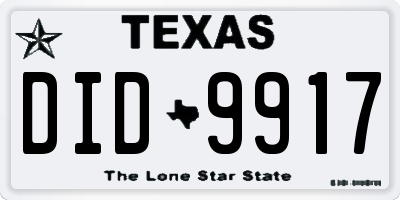TX license plate DID9917