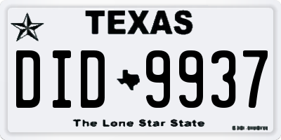TX license plate DID9937