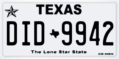 TX license plate DID9942