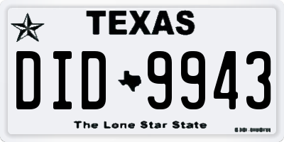 TX license plate DID9943