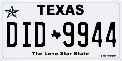TX license plate DID9944
