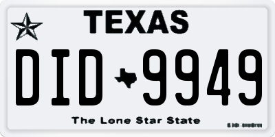 TX license plate DID9949