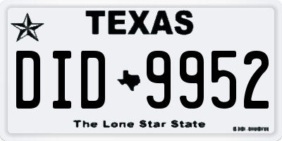 TX license plate DID9952