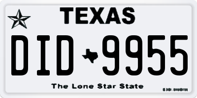 TX license plate DID9955