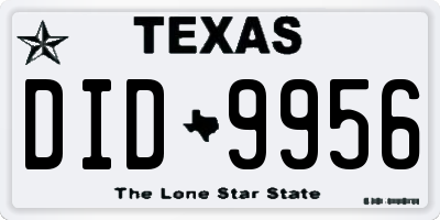 TX license plate DID9956