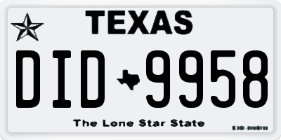 TX license plate DID9958