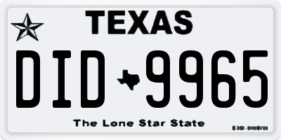 TX license plate DID9965