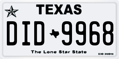 TX license plate DID9968