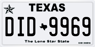 TX license plate DID9969