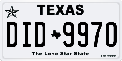 TX license plate DID9970