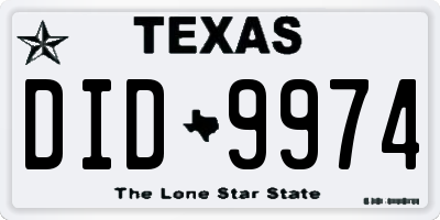 TX license plate DID9974