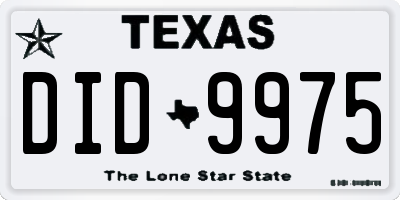 TX license plate DID9975