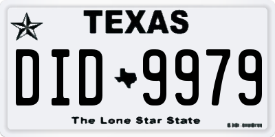 TX license plate DID9979