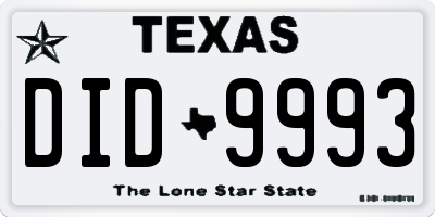 TX license plate DID9993