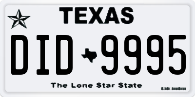 TX license plate DID9995