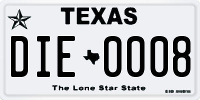 TX license plate DIE0008
