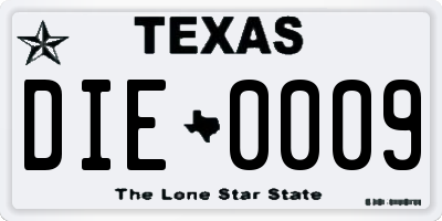 TX license plate DIE0009
