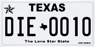 TX license plate DIE0010
